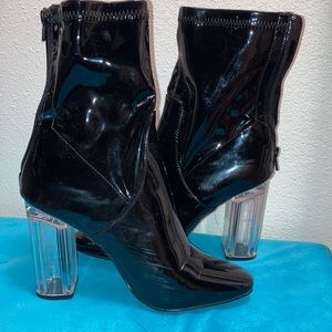 Black patten leather boots